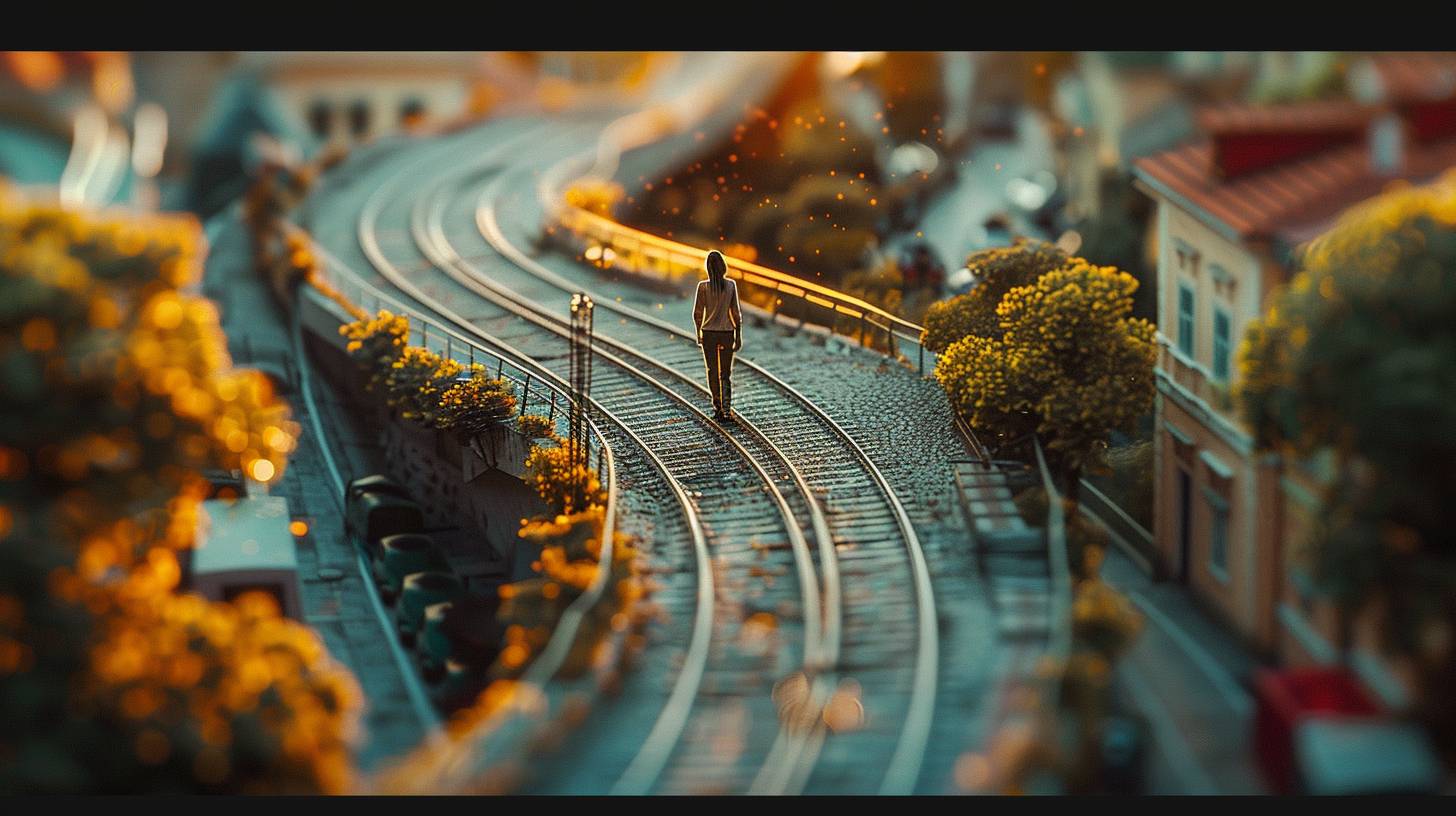 tilt-shift photography, stop motion animation still frame, claymation, an Italian model in futuristic fashion, piazza, strong visual flow