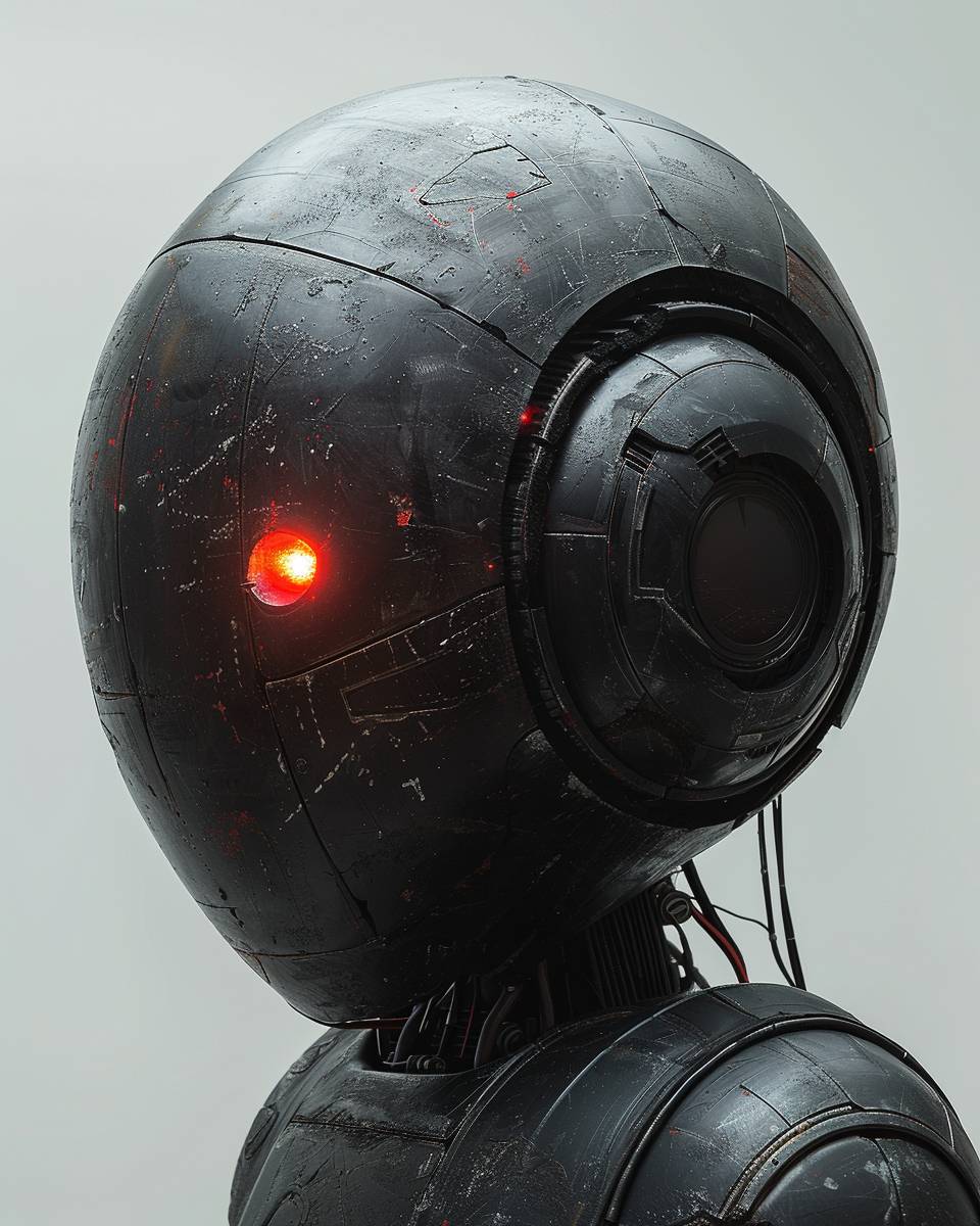 roodマガジンの表紙アートには、ゴム製の未来型ロボット、Elina Karimova、軽い黒色、技術ベースのアート、巨大なオブジェクトが織り交ぜられており、球体と虫と光る赤い光が概念的な肖像画風のスタイルで描かれている。