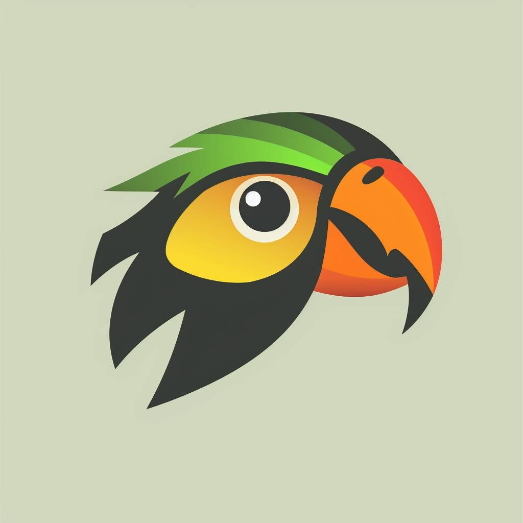 Vector graphic logo of a parrot, simple and minimal, suitable for Slack emoji – no realistic photo details, version 6.0