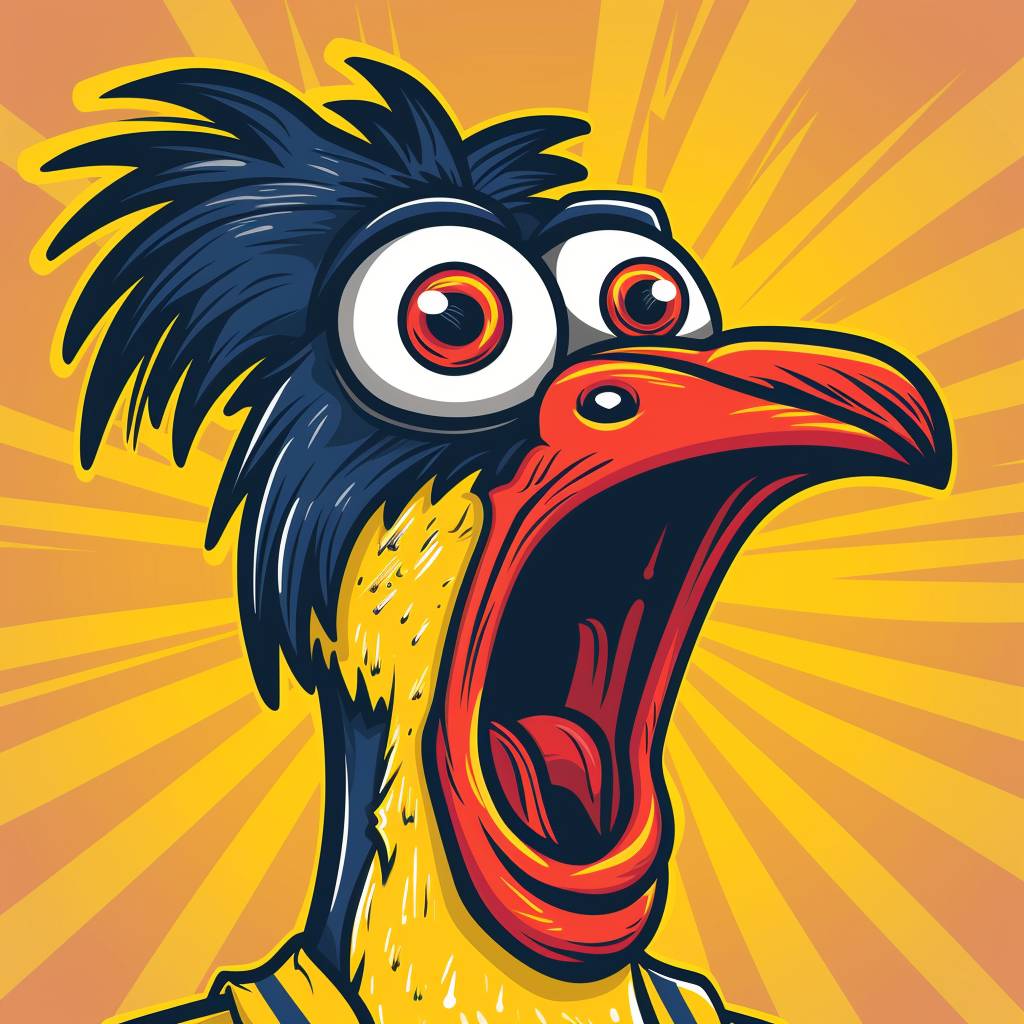 Illustration of the pacers mascot Boomer looking shocked