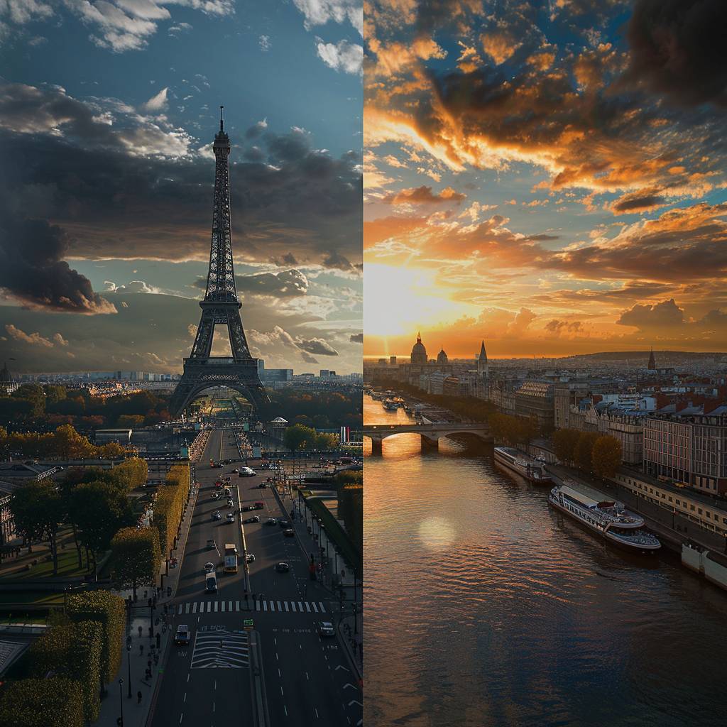 Paris versus London. Split view