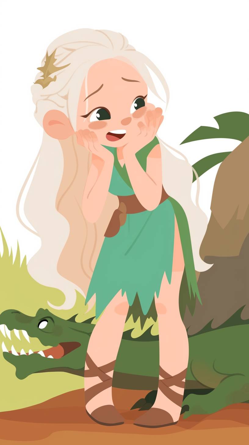 A cartoon of Daenerys Targaryen, in the style of Jim Woodring
