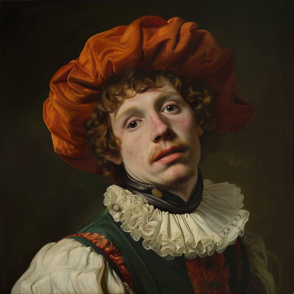 Walter Van Beirendonck-style young man by Rembrandt --v 6.0 --relax