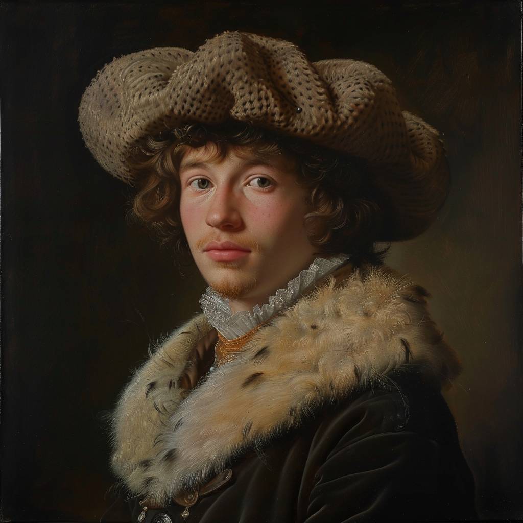 Walter Van Beirendonck-style young man by Rembrandt --v 6.0 --relax
