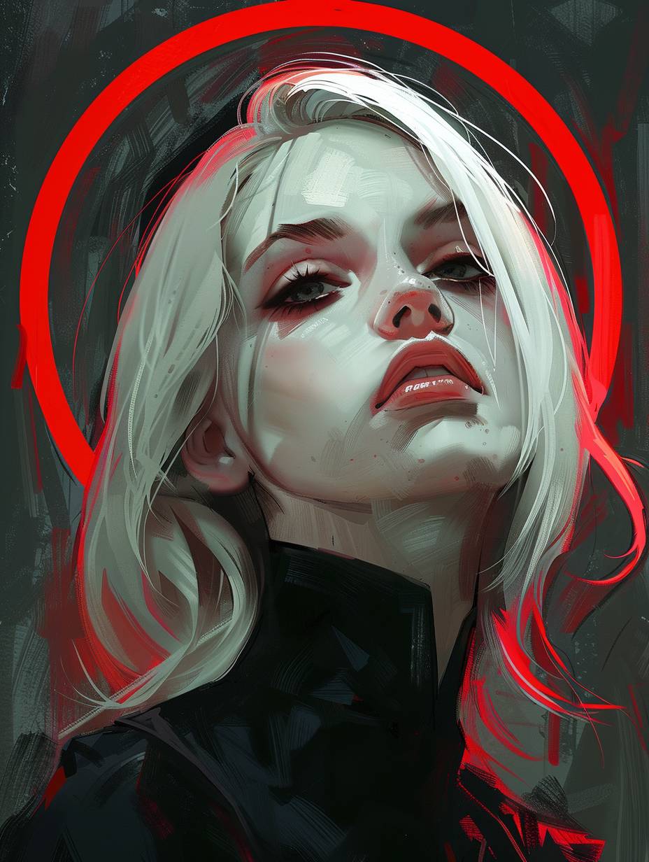Mikropoppy, in the style of Phil Noto, gothic darkness, Yanjun Cheng, faith-inspired art, Clamp, shiny eyes, religious themes