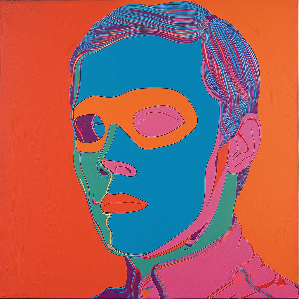 Portrait in Venetian mask by Michael Craig-Martin