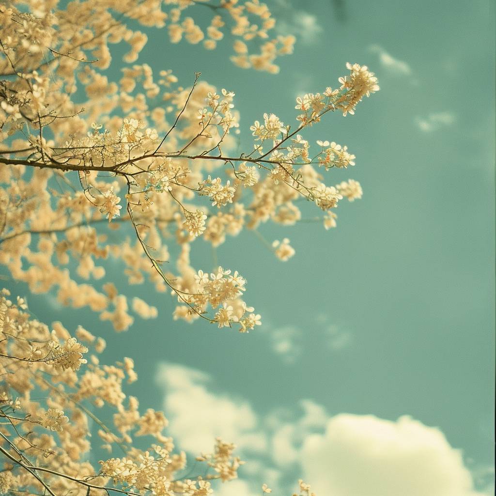 Bright spring sky in duotone colors