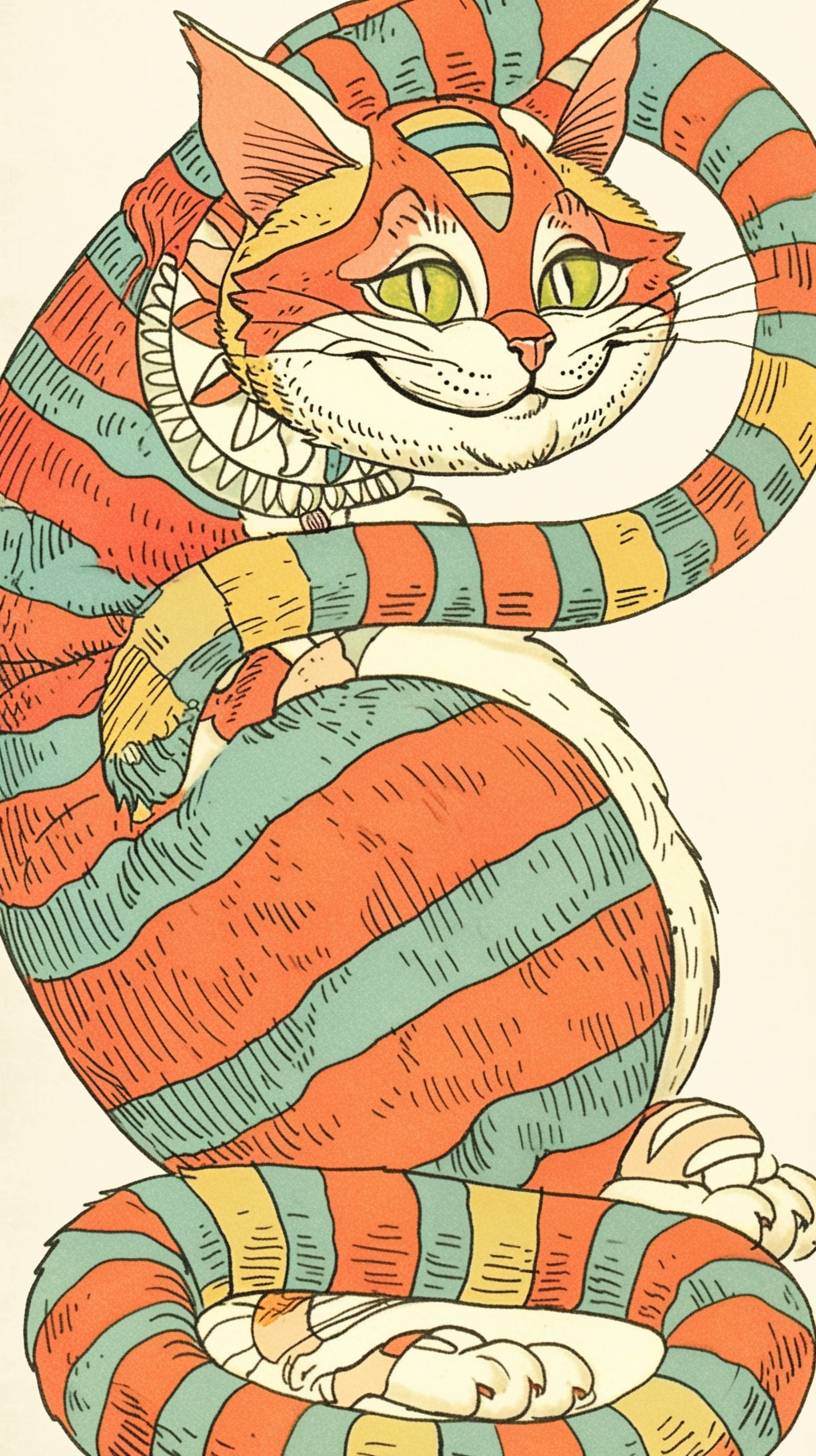 kenny scharfスタイルのチェシャ猫のカートゥーン、グロテスクな風刺画