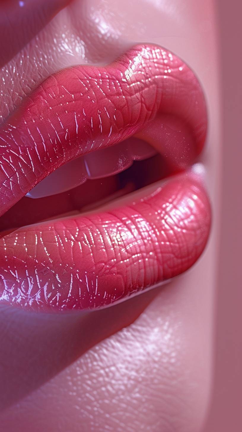 Beautiful plump lips, close-up photo, realistic photo, soft pink shade, natural lip color