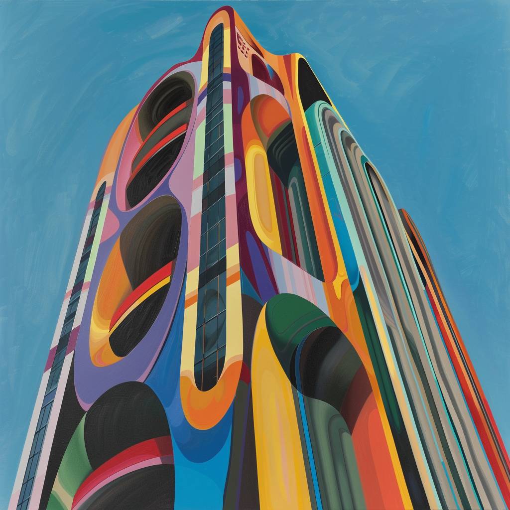 Zaha Hadid's tall building painted by Walter Van Beirendonck --stylize 75 --v 6.0 --relax