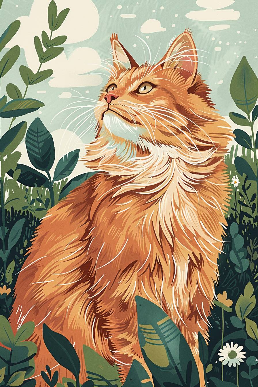 Joost Swarte's illustration depicting a cute Mainecoon cat