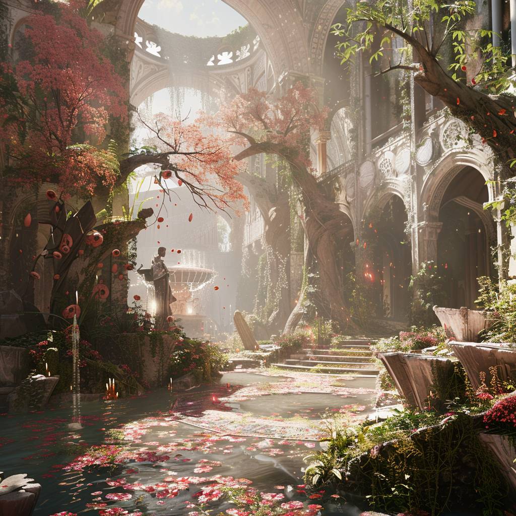 Explore the 'Enchanted Enclave' with [SUBJECT], a hidden sanctuary where [COLOR1] flora and [COLOR2] fauna coexist in perfect harmony, creating a magical realm untouched by time --v 6.0