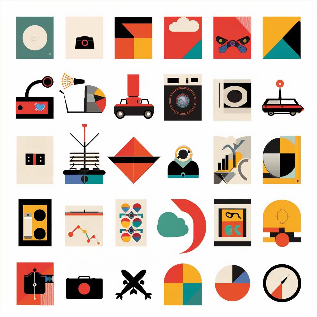 Massimo Vignelli's design of vector icons set for marketing agency—v 6.0