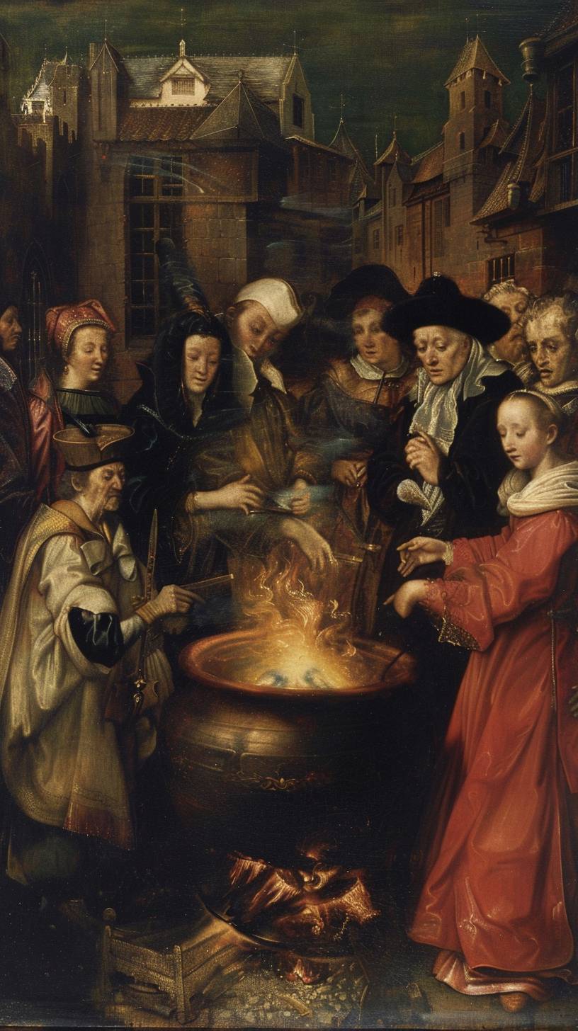 Ambrosius Benson's painting depicting boiling of poison