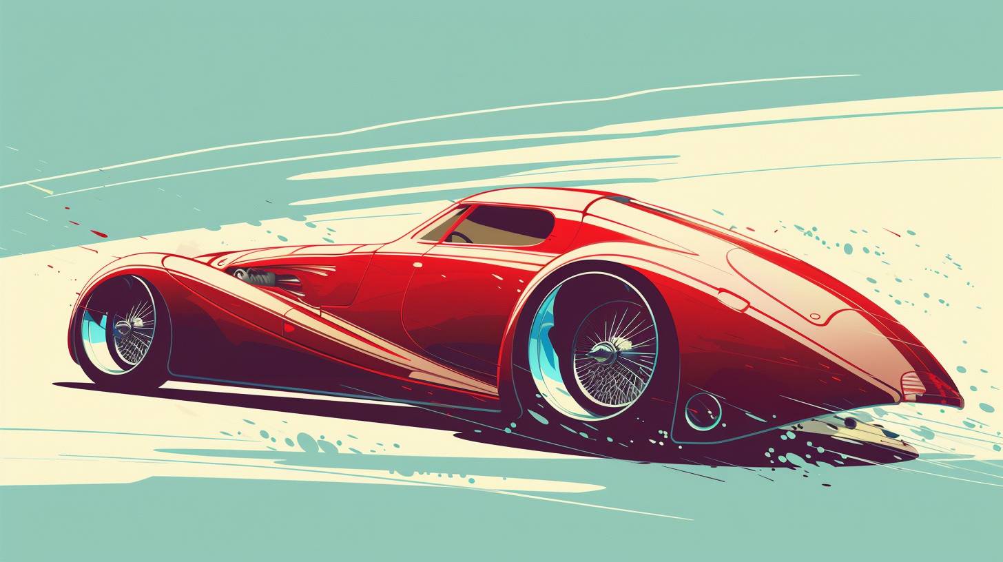 Illustration of a car, precisionism style