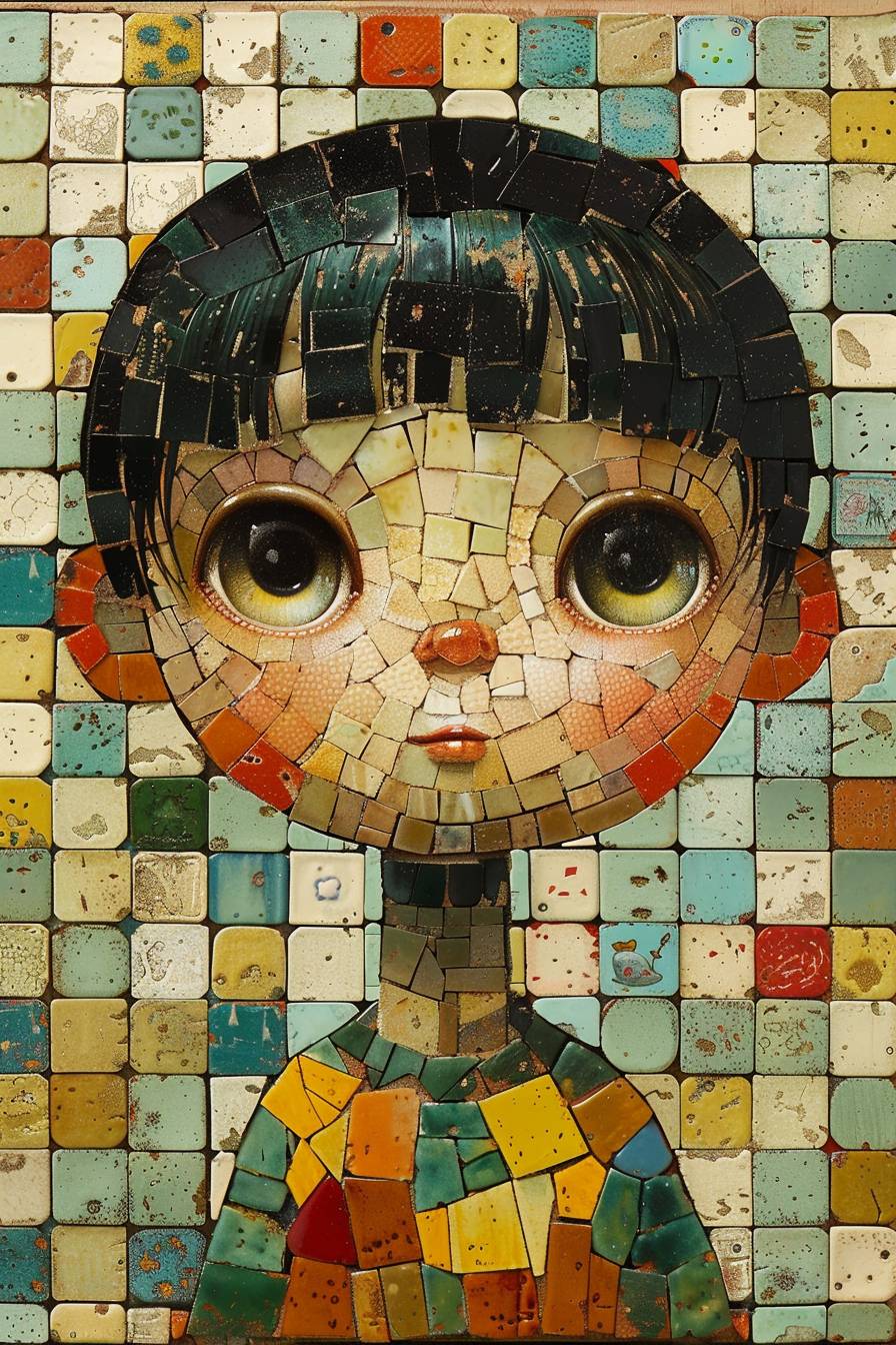 Cute boy character mosaic by Liu Ye