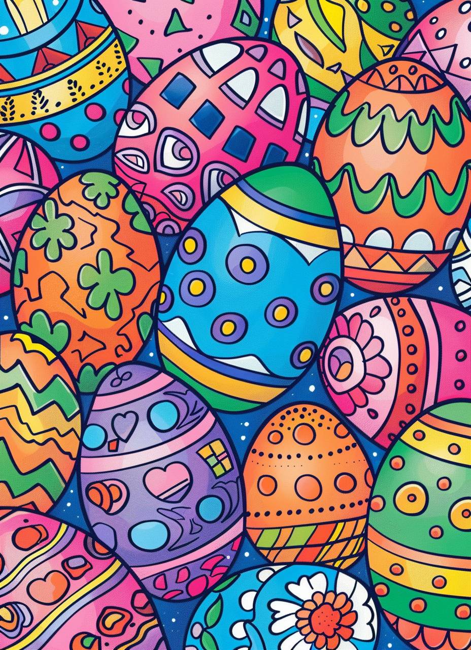 Easter Eggs Design, Color cover, colorfully Background, A illustration book cover, cartoon illustration, A illustration coloring book cover, colorfully page