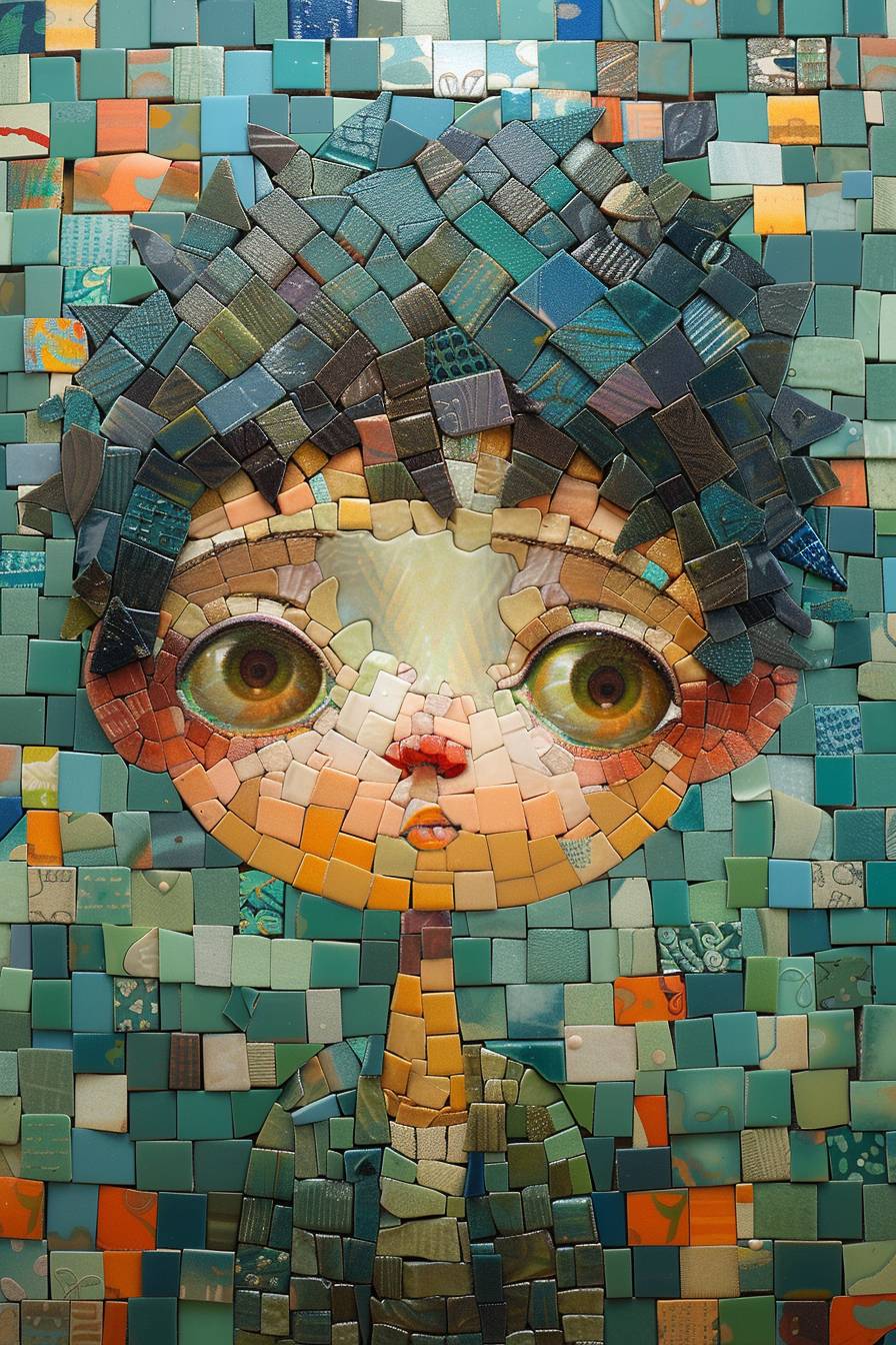 Cute boy character mosaic by Liu Ye