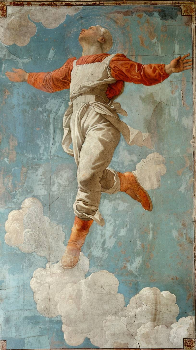 Painting by Piero della Francesca depicting Astro Boy's flight