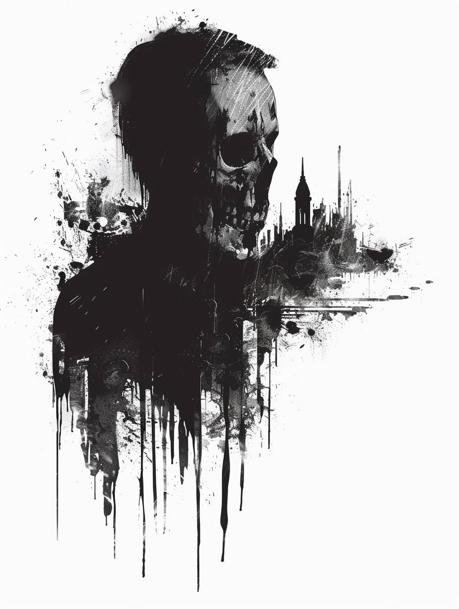 Minimalist vector art, Apocalypsecore, white background