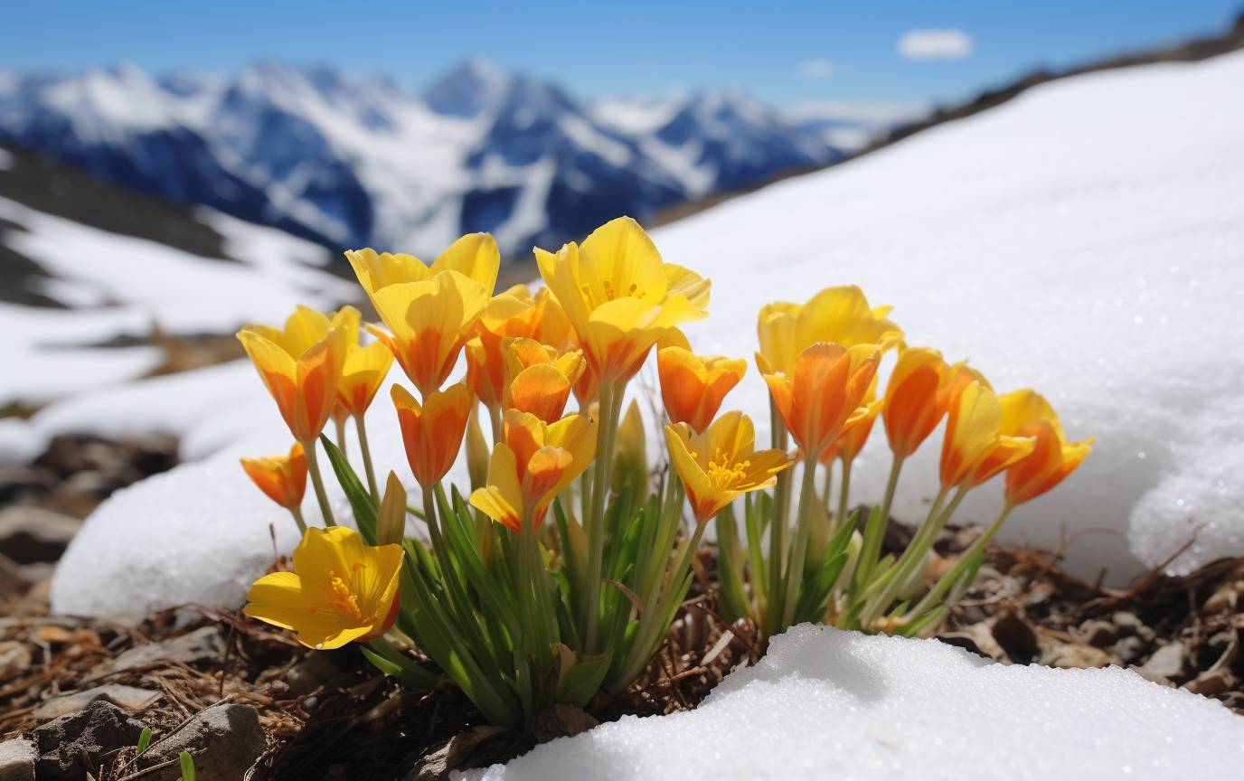 A lunch at the top of the world, sitting on saddle blankets spread out upon waxy yellow glacier lilies, which grew beside a snowdrift that some exotic bacteria had made the color of raspberry sherbet.