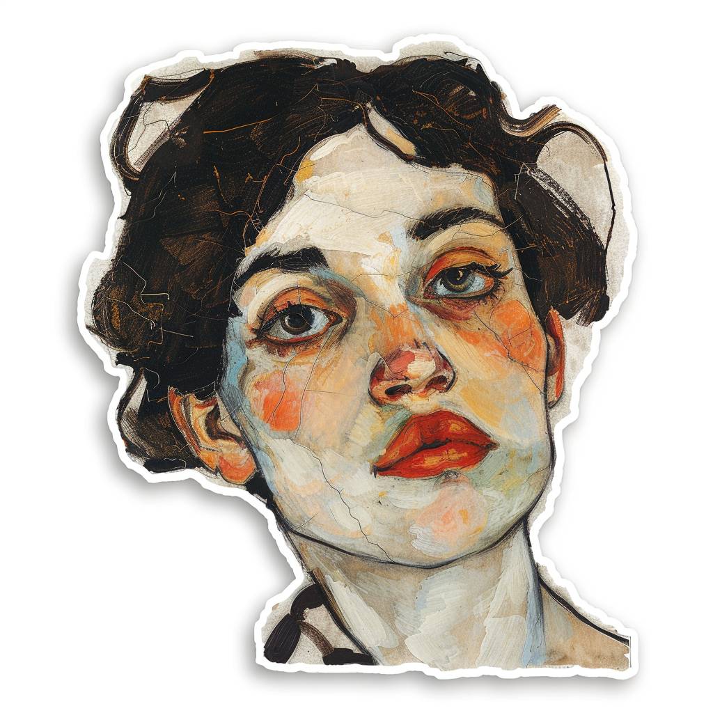 Sticker featuring young lady by Egon Schiele --v 6.0