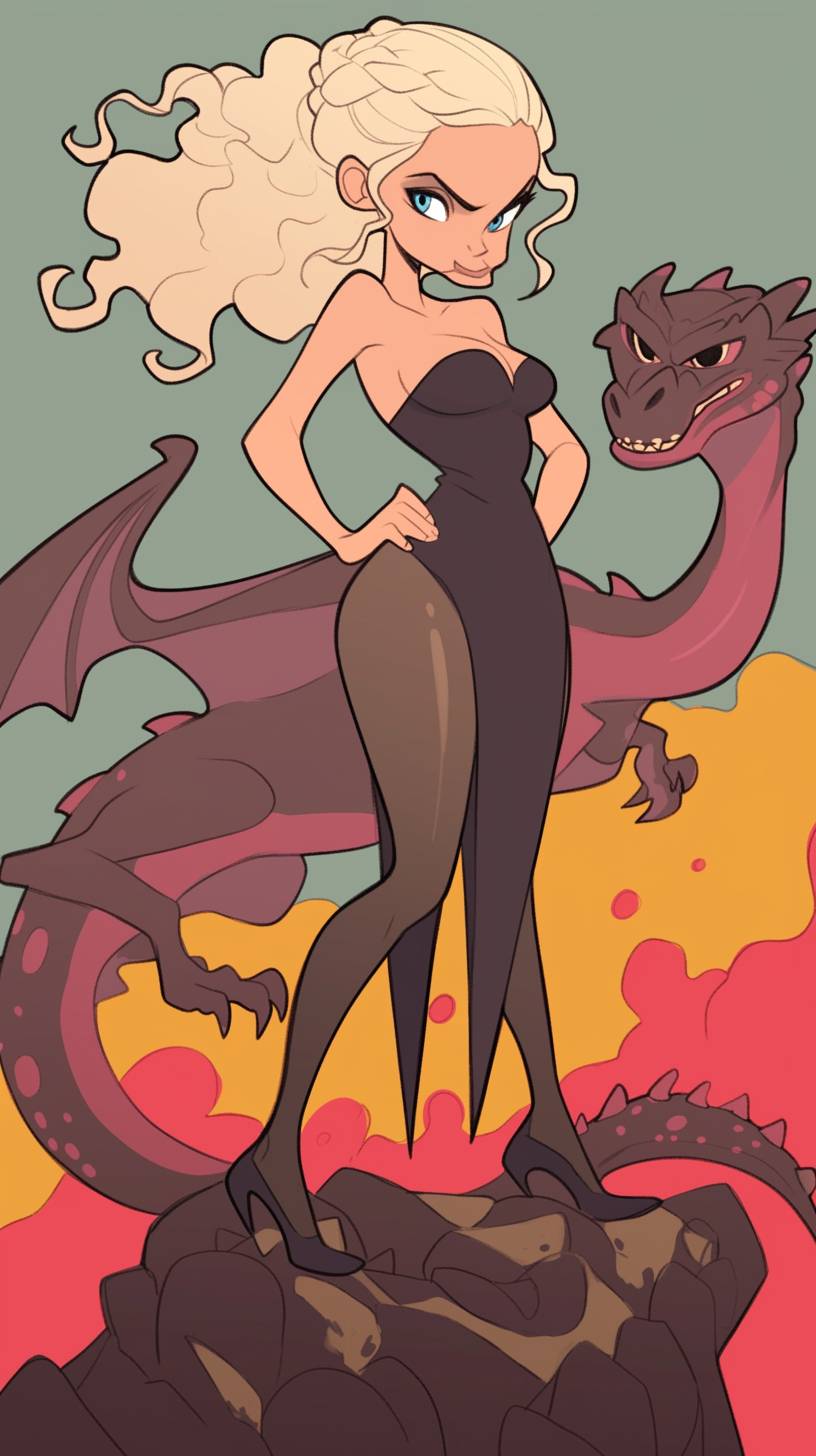 A cartoon of Daenerys Targaryen in the style of Jim Woodring