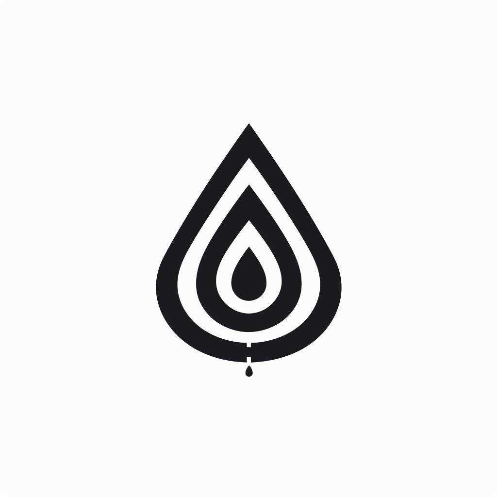 Water, minimal logo, simple lines, flat 2D design, black and white icon