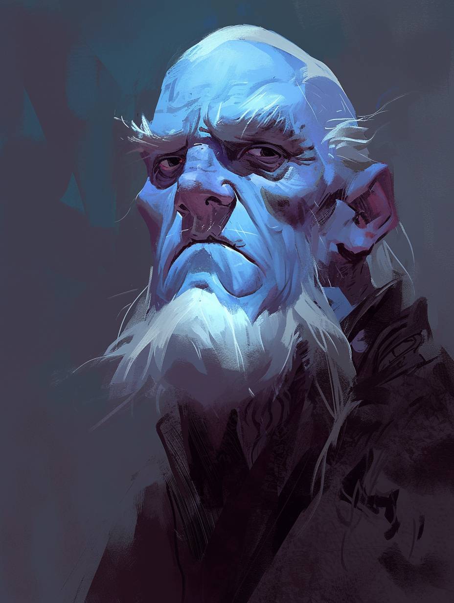 A caricature of a White Walker character with exaggerated features, realistic textures, humor-infused, and playful.