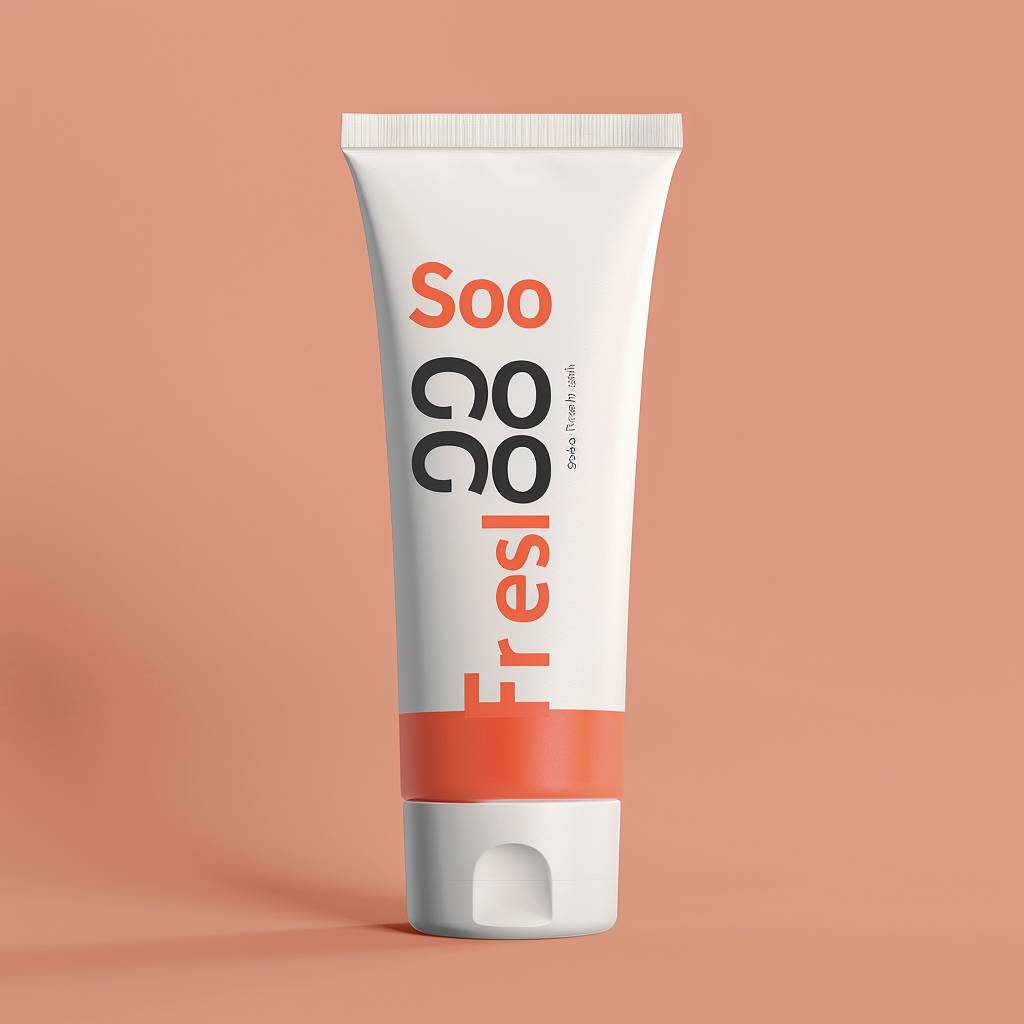 Realistic toothpaste tube mockup, designed and printed for tube created by Rose Wylie. Text 'Soo Soo Fresh'