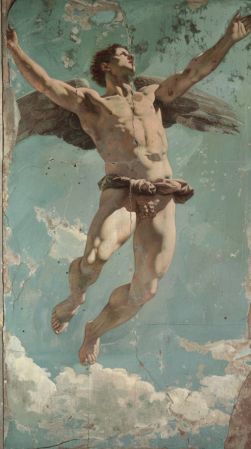 Piero della Francesca's painting depicting Astro Boy in flight