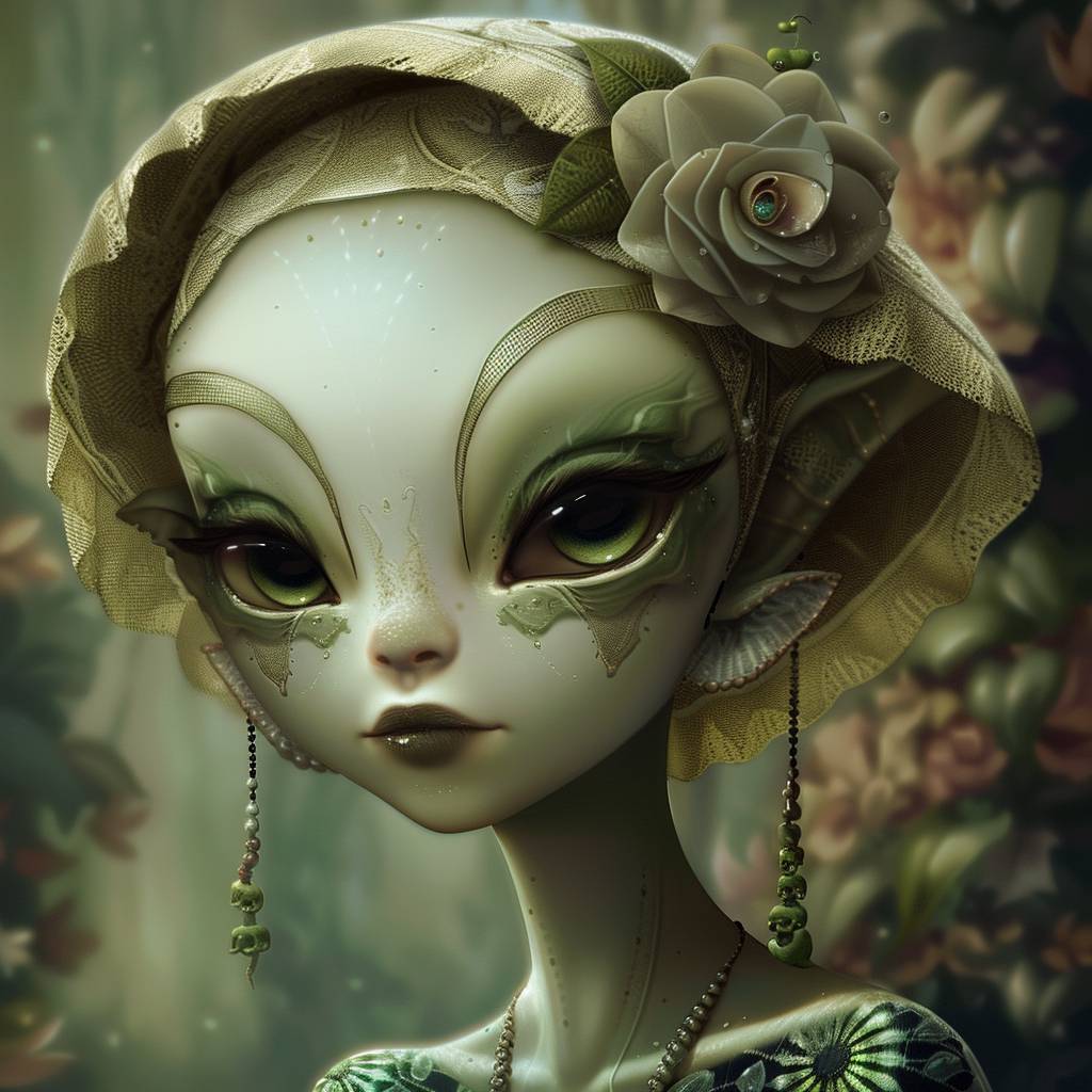 Romantic portrait of young alien girl