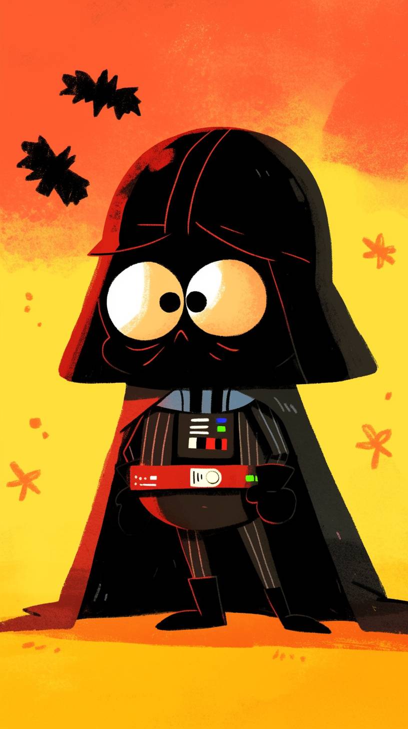 A cartoon of Darth Vader, in the style of Jim Woodring