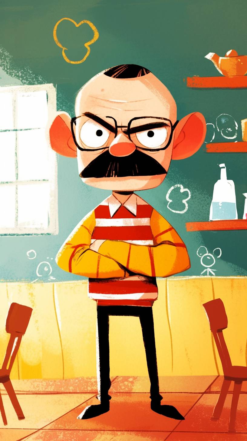 A cartoon of Walter White, drawn in the style of Jim Woodring