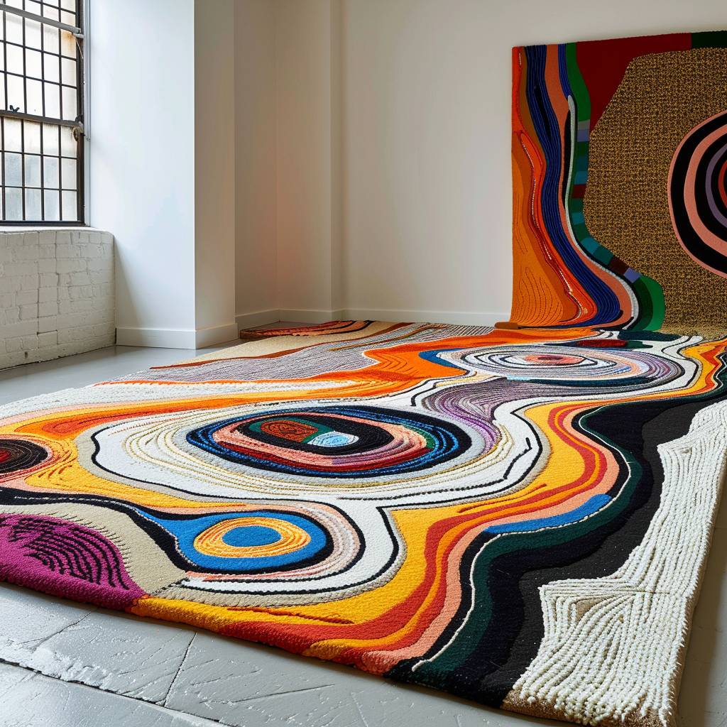 Embroidered carpet by Yinka Ilori