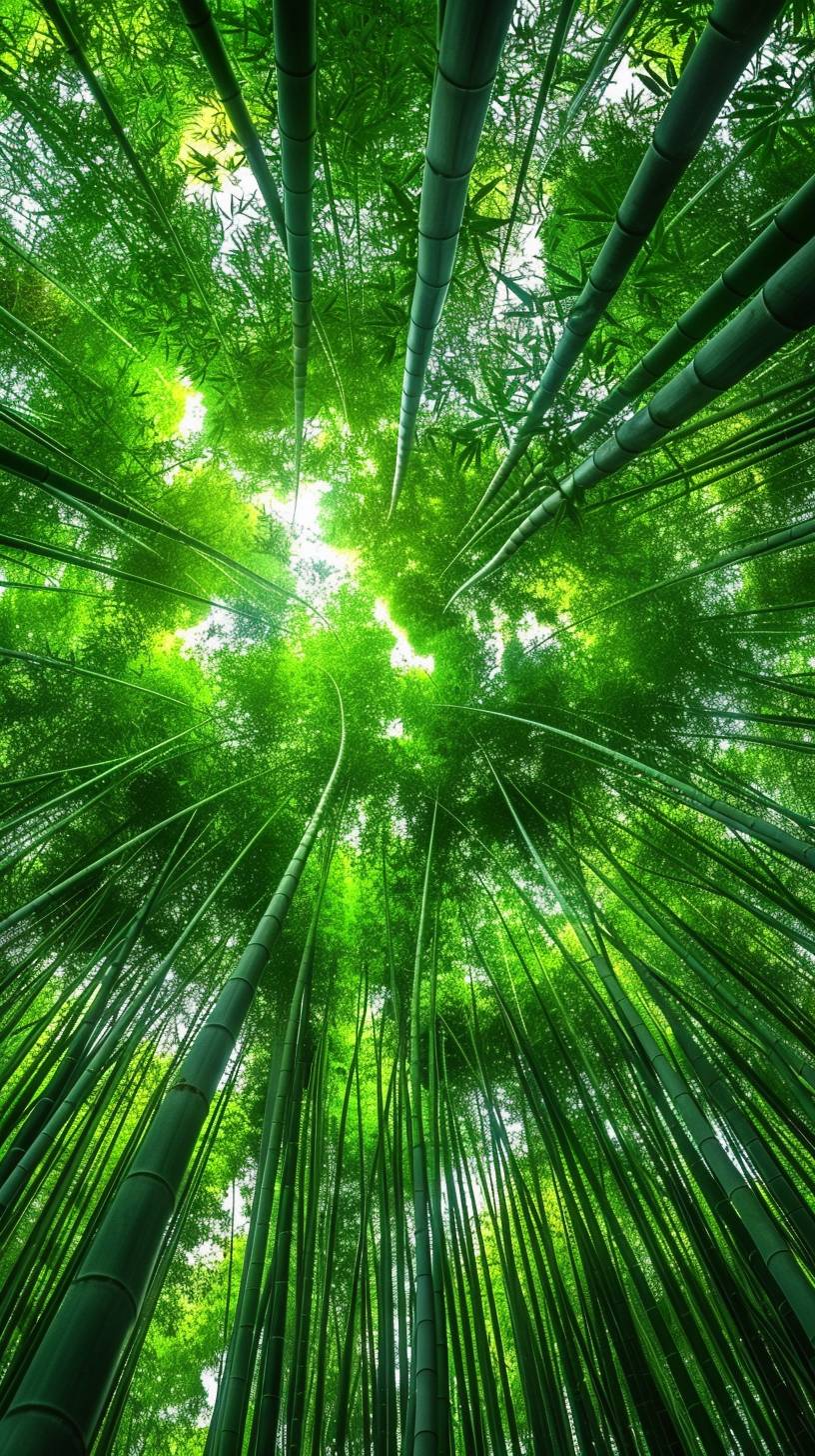 Images of the serene bamboo forest, Bamboo stem centered image