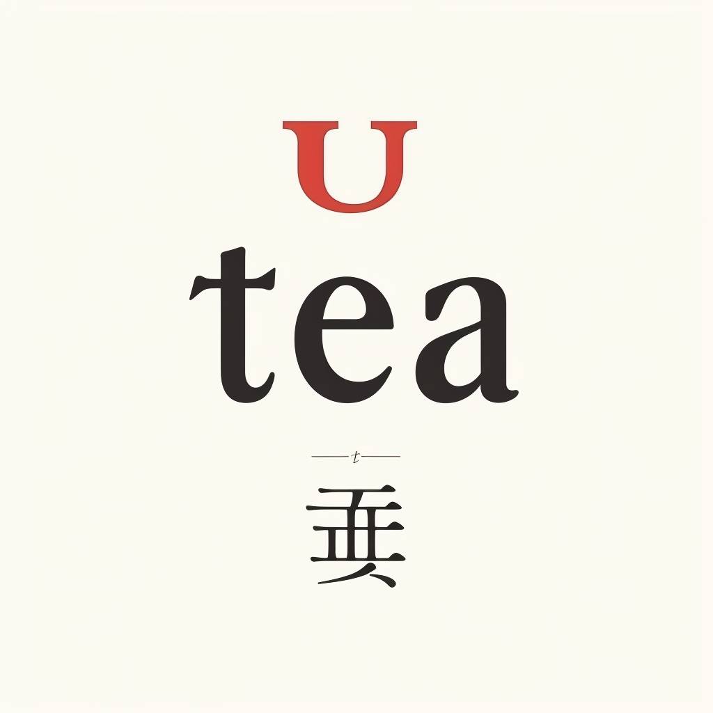 Tea brand logo by Utamaro, text “tea”