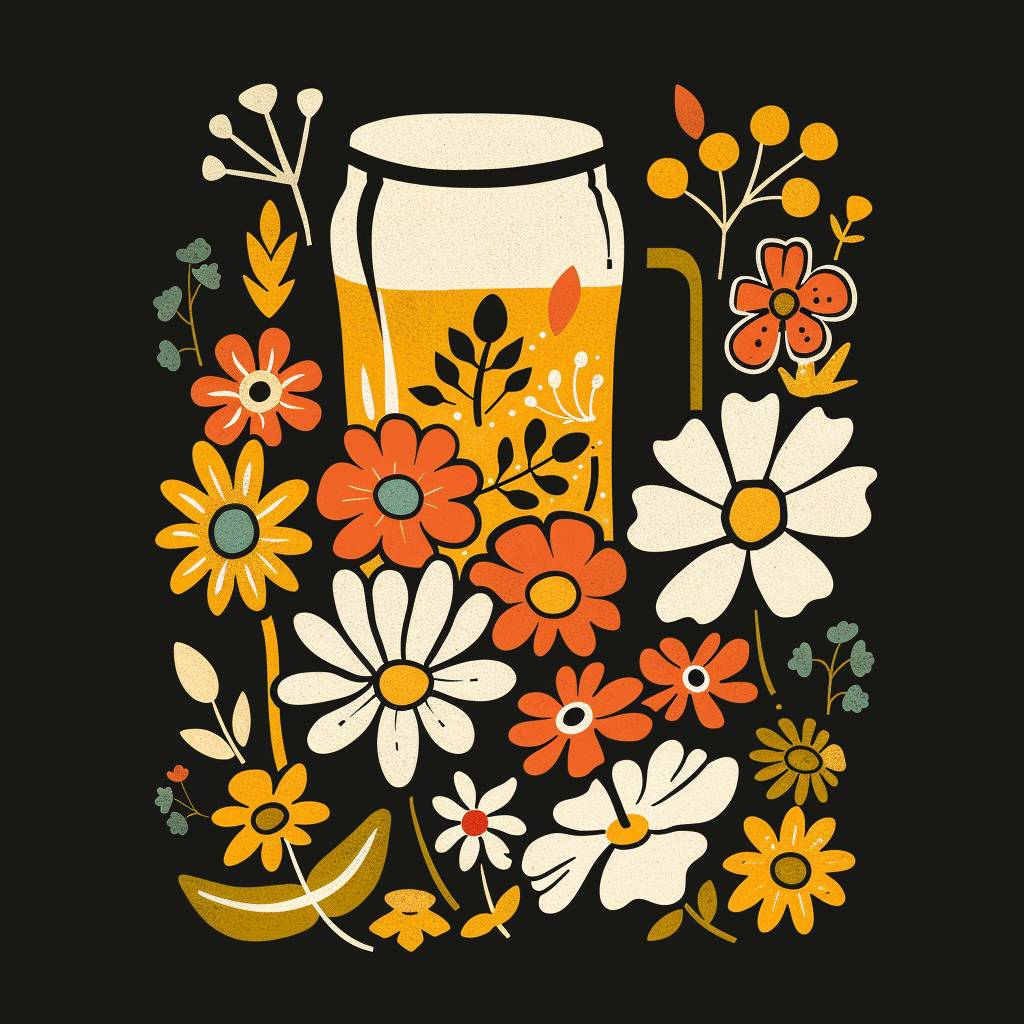 Anthony Burrill's beer label design. Craft beer with flowery flavor -v 6.0