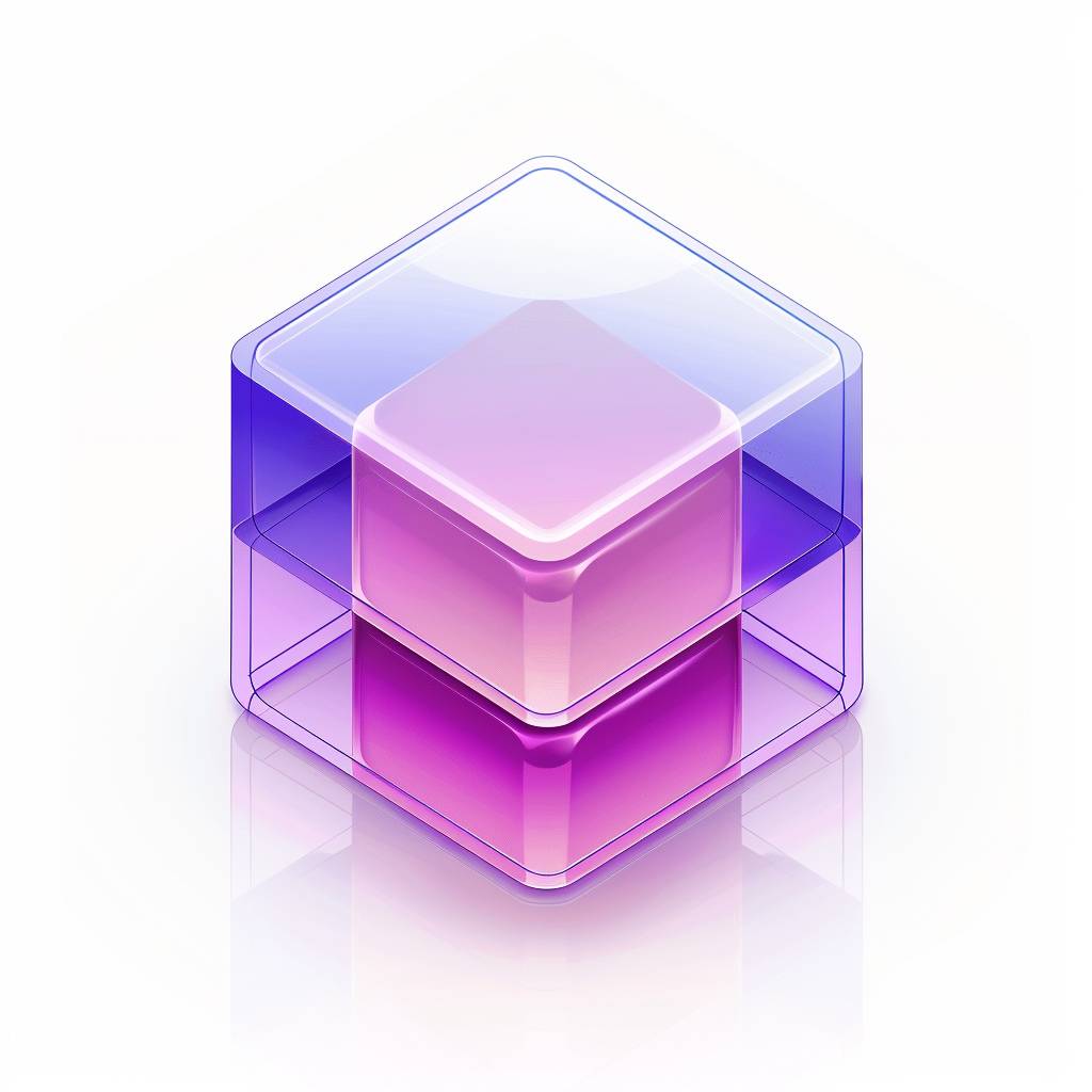 Isometric 3D icon of a [Subject], transparent glass material, purple and white, in the style of UI UX design, a translucent effect, reflection, C4D rendering, simple design, white background