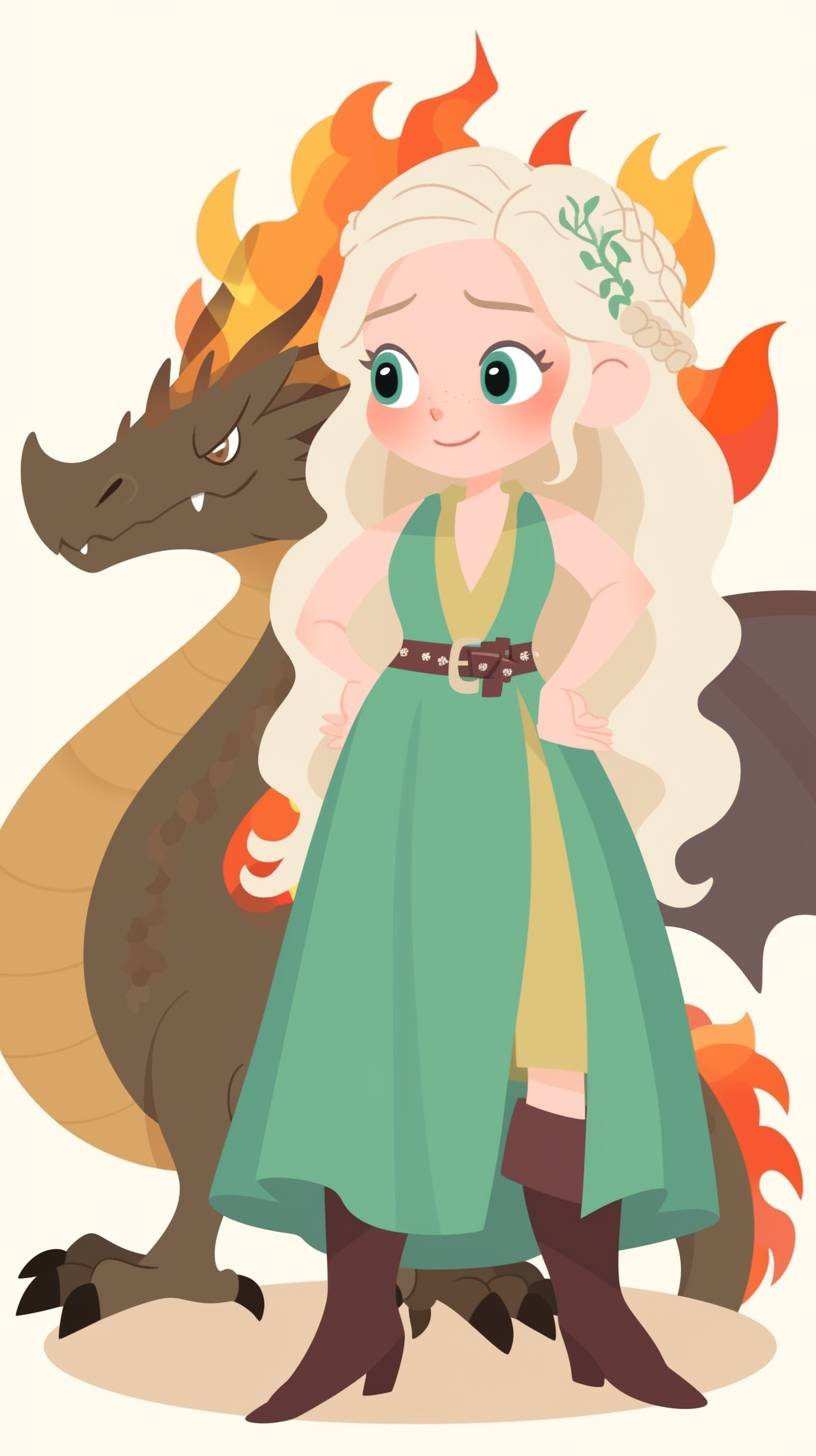 A cartoon of Daenerys Targaryen, in the style of Jim Woodring