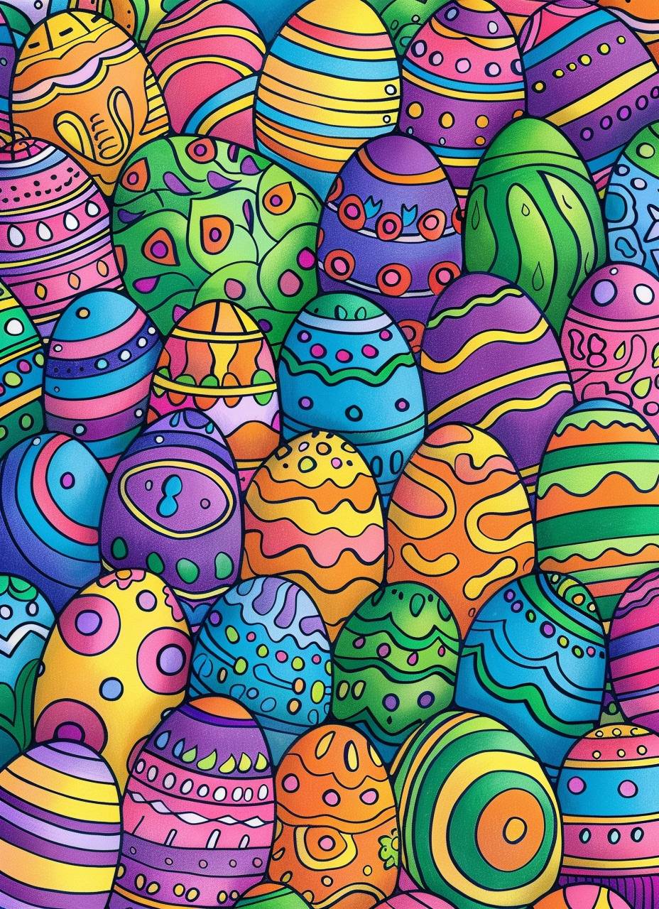 Easter Eggs Design, Color cover, colorfully Background, A illustration book cover, cartoon illustration, A illustration coloring book cover, colorfully page