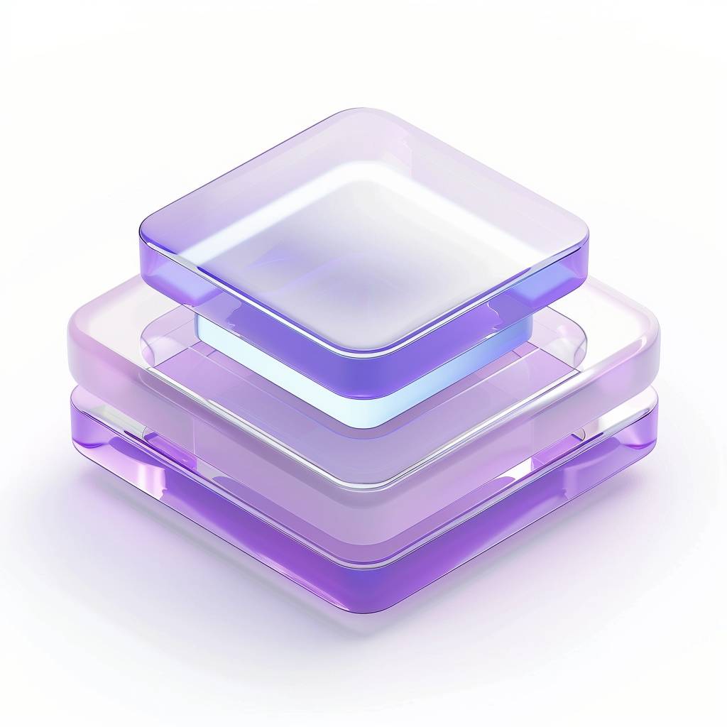 Isometric 3D icon of a [Subject], transparent glass material, purple and white, in the style of UI UX design, a translucent effect, reflection, C4D rendering, simple design, white background