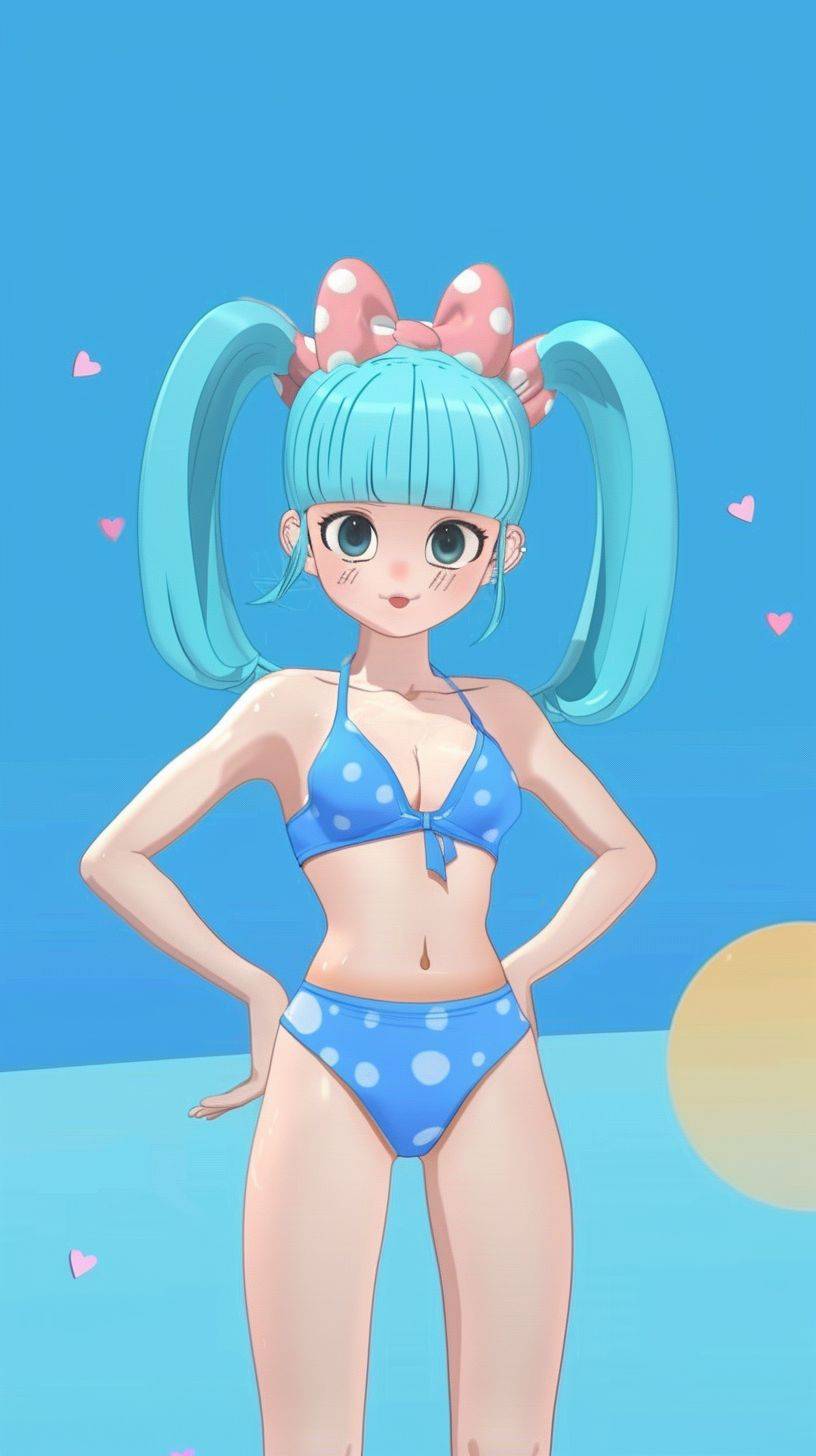 Bulma in a swimsuit of Dragon Ball