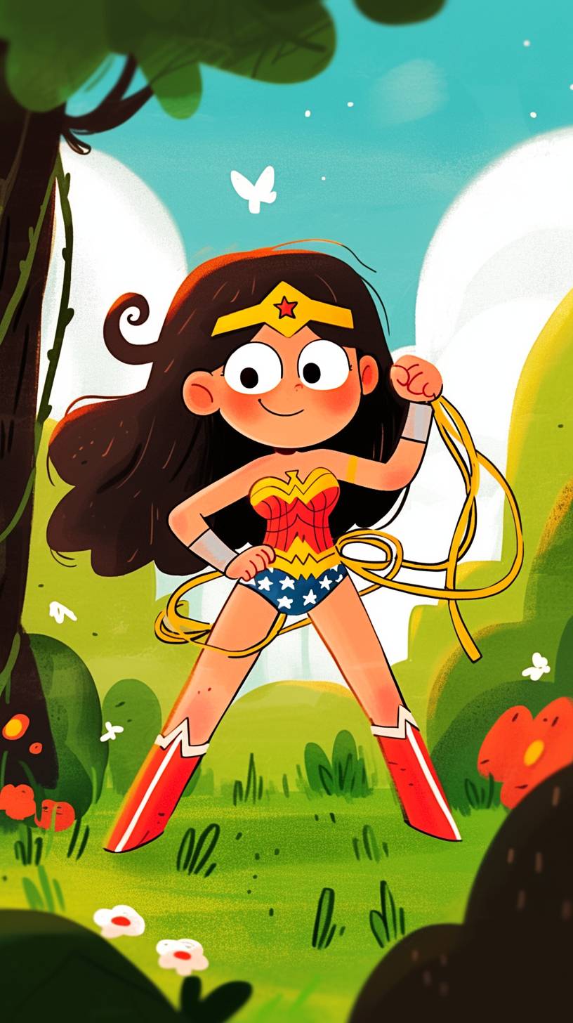 A cartoon of Wonder Woman, drawn in the style of Jim Woodring