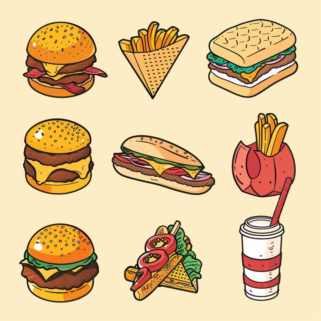 Set of food vector illustrations by Tim Lahan