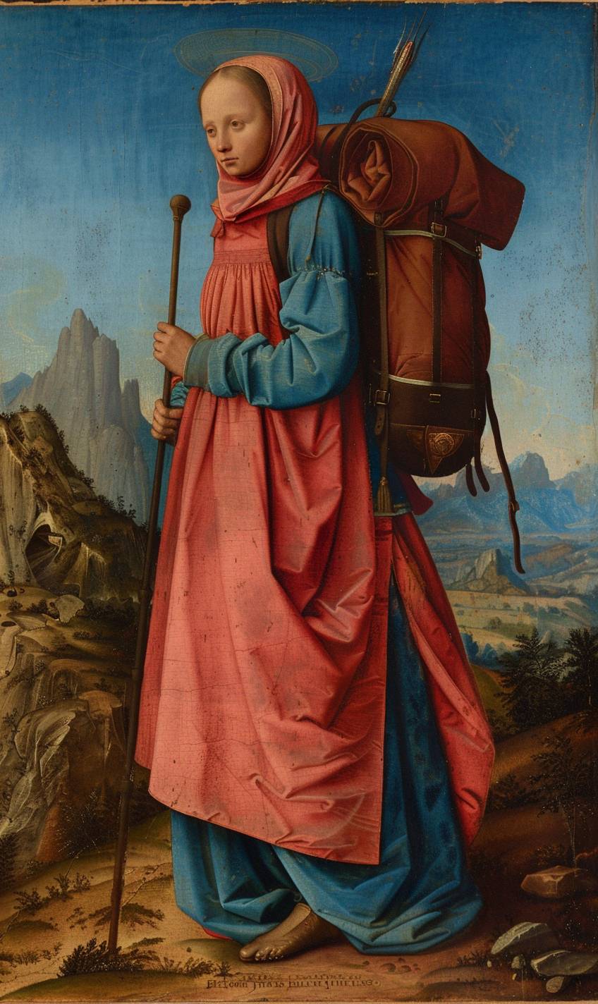 Painting by Antonello da Messina depicting a lady backpacker traveler