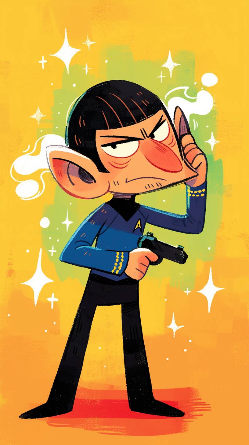 A cartoon of Spock, in the style of Jim Woodring