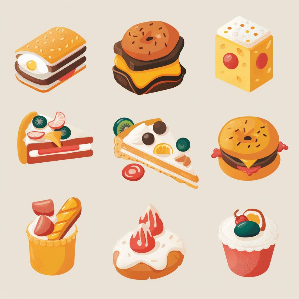 Set of food vector illustrations by Tim Lahan