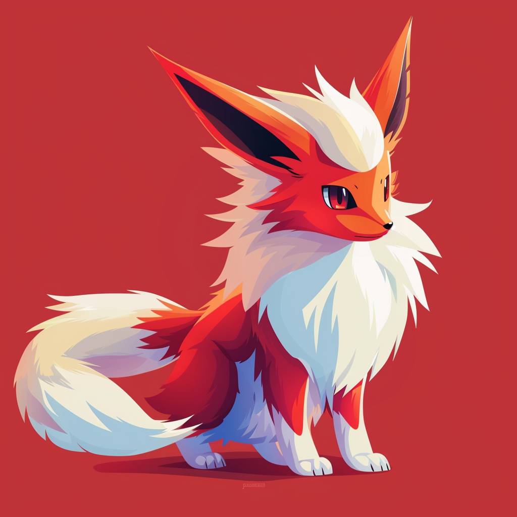 An illustration of [subject description]. The background is a solid [color], creating a contrast that accentuates the character in detail. High-quality details of textures and fur patterns. Pokemon style illustrations. Vector illustration with simple lines and flat colors in the style of vector art --v 6.0
