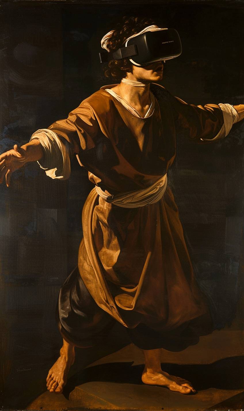 Caravaggio's painting depicting VR headset